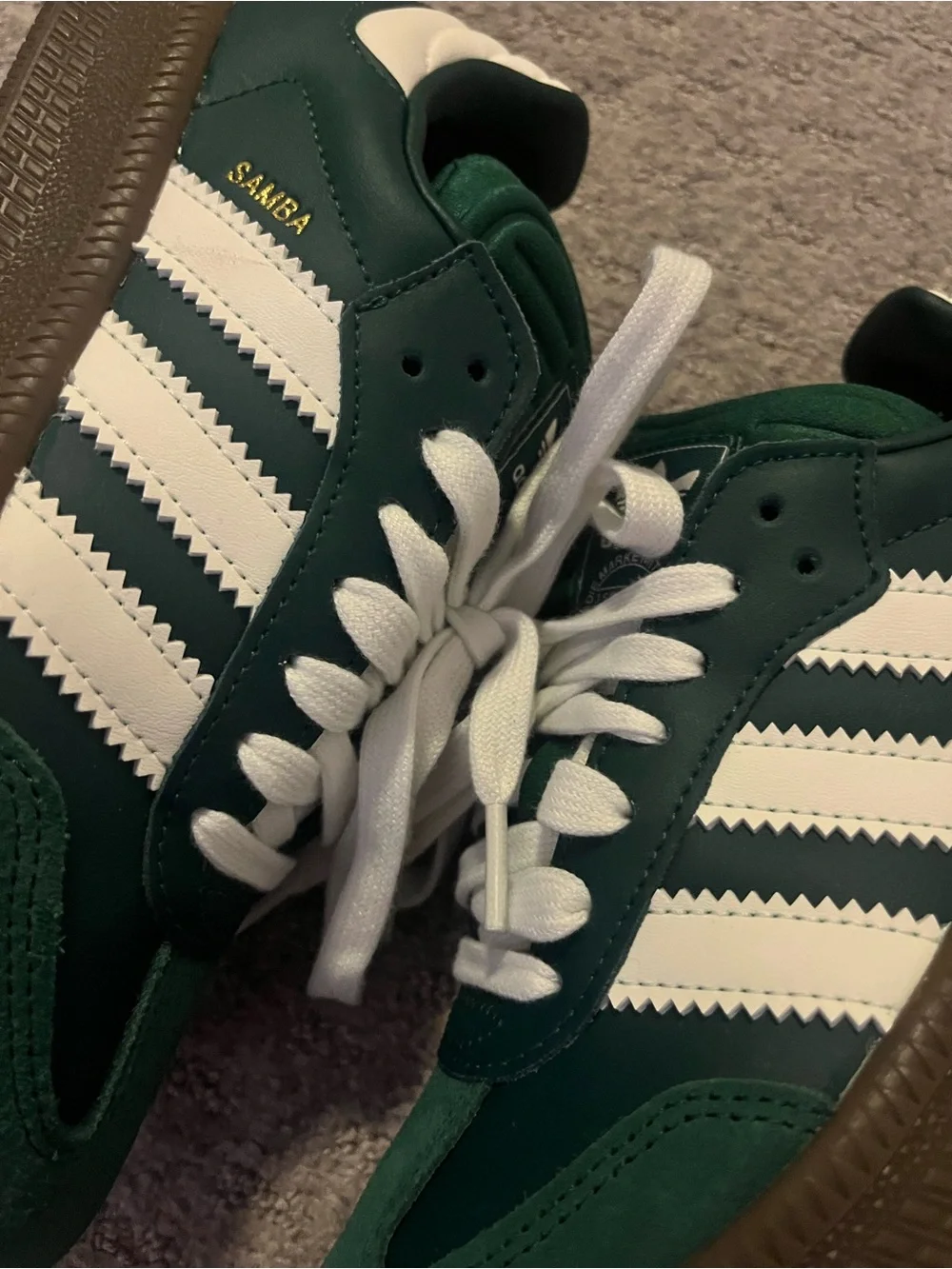 adidas Kids Dark Green Sneakers with White Stripes and Laces